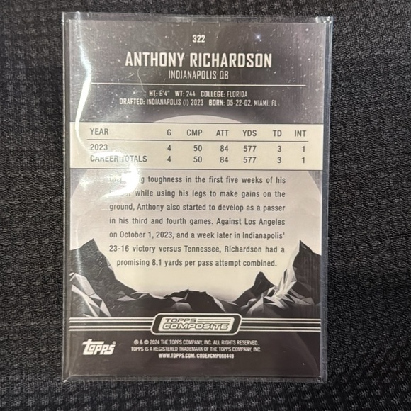 🔥 2024 Anthony Richardson Topps Chrome Hologram Midnight rookie - Picture 3 of 3